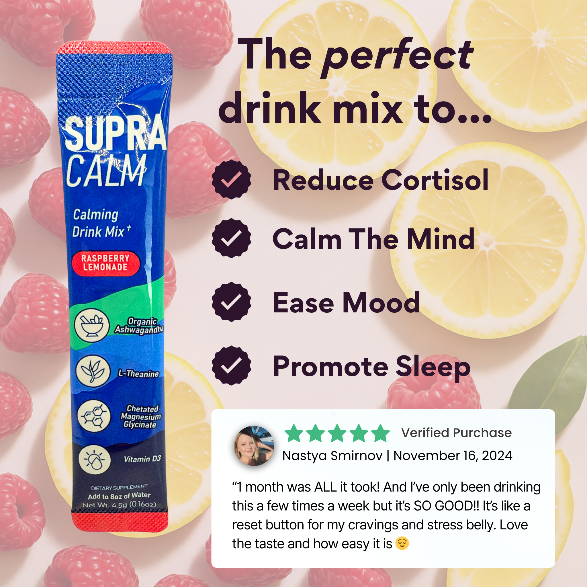 SUPRACALM Raspberry Lemonade Drink Mix